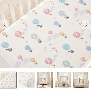 Pottery Barn Hot Air Balloon Crib Sheet - Pink, Blue, Cream